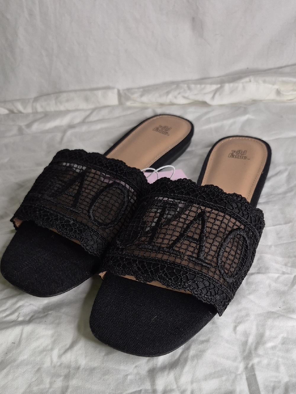 wild fable Black Lace Slide Mules
